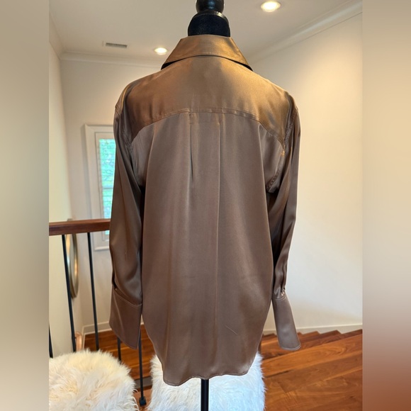 Frame Denim Boyfriend Bronze Silk Blouse - Picture 7 of 10